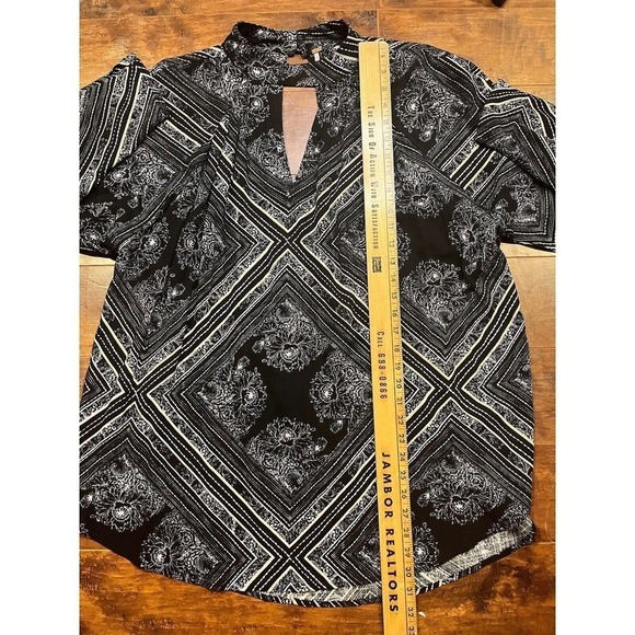 Free People Walking On A Dream Tunic Shirt Black Size Large Boho Long Sleeve - Picture 4 of 8